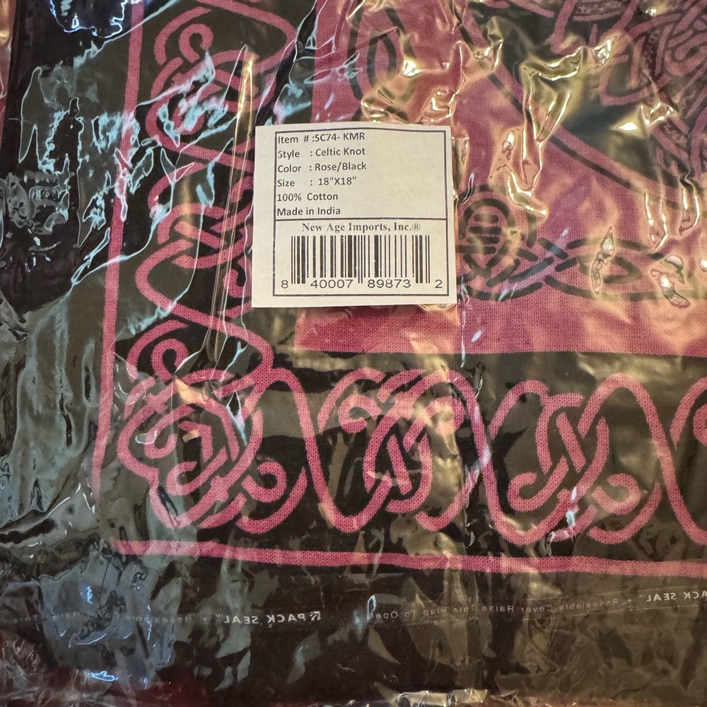 Celtic Knot Pink & Black Cotton Tote Bag Boho Festival Witchy Market Bag - Picture 5 of 6